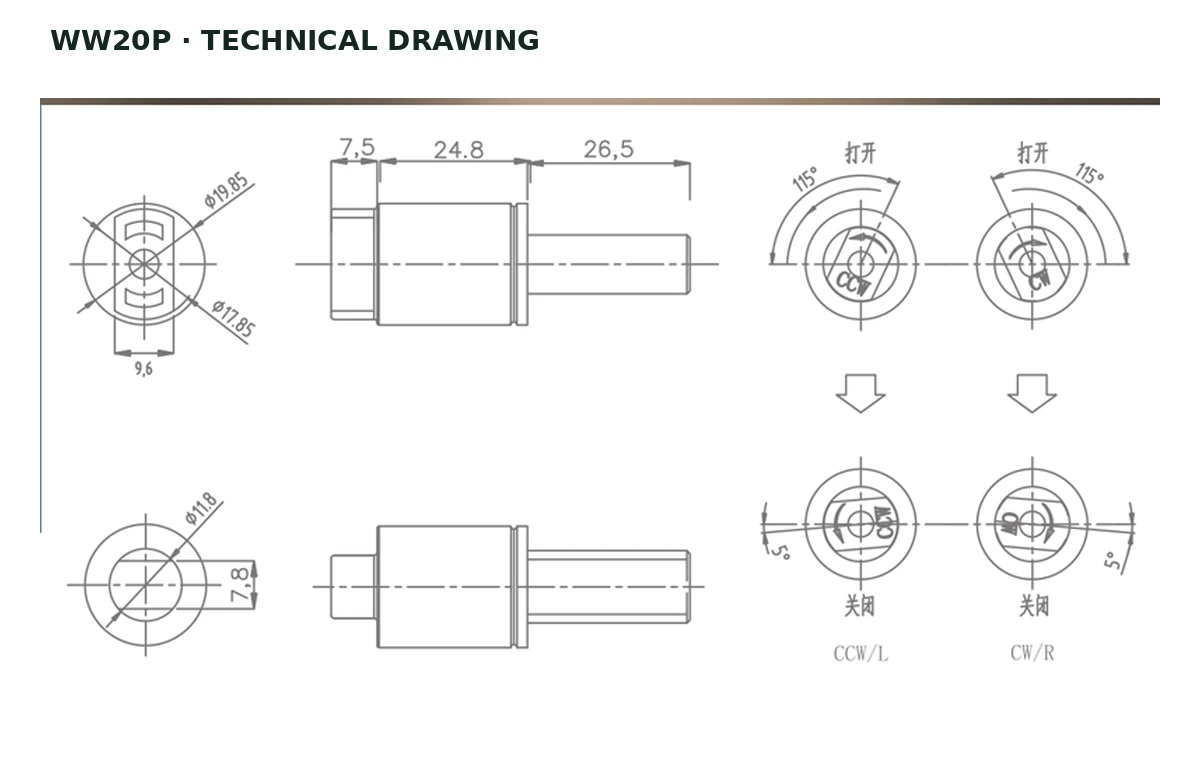 WW20P Technical drawing