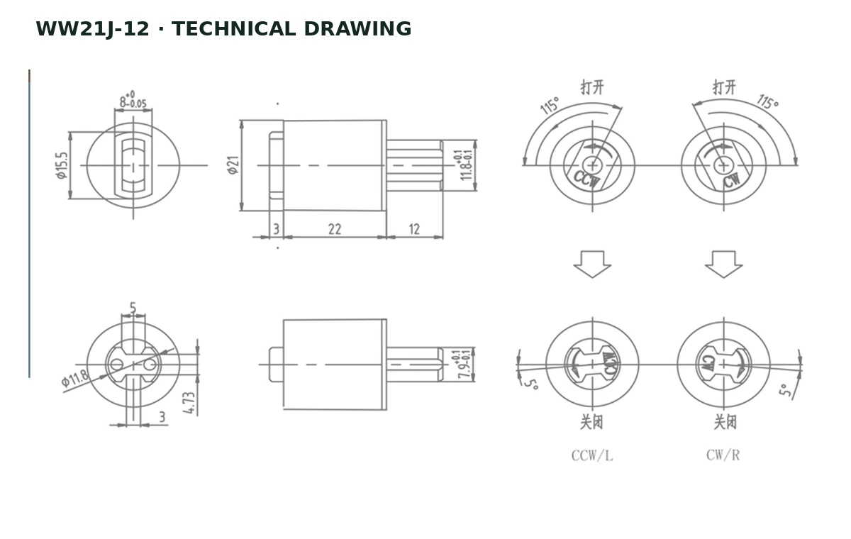 WW21J-12 Technical drawing